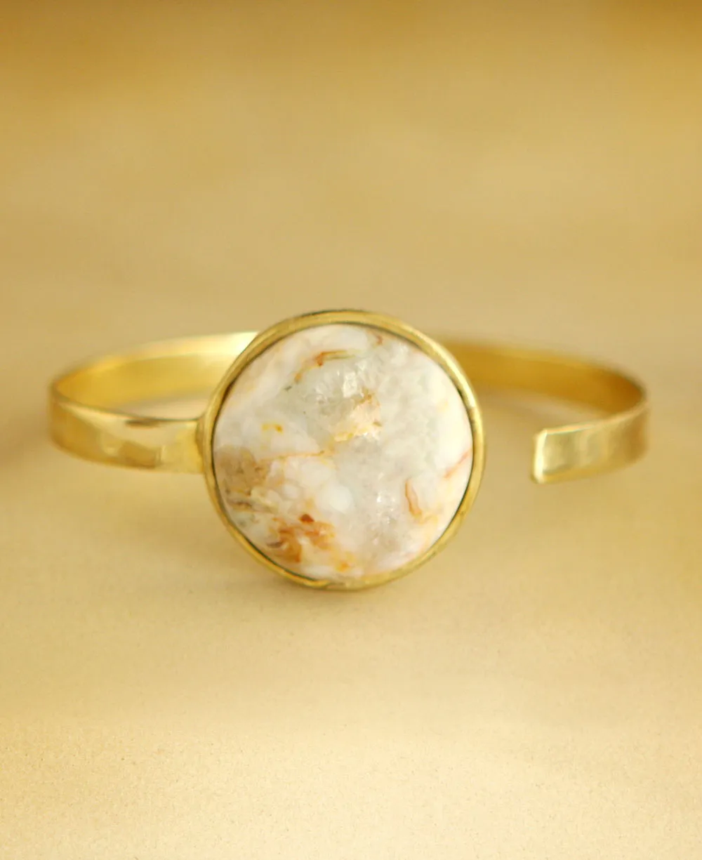 Agate Stone Medallion Cuff Bracelet, Kenya