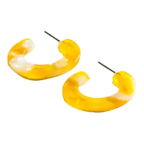 Big Metal Hortensia Tiny Cut Out Hoop Earrings Yellow