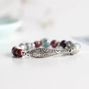 Fashion Ethnic Style  Original Ceramic Bronze Adjustable Handmade Porcelain Beads Rope Bracelets