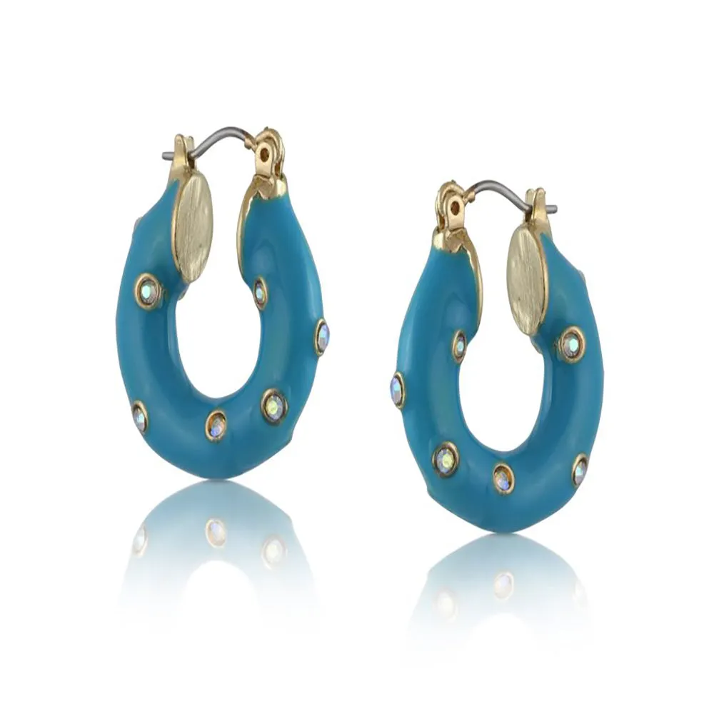 Ladies Pierced Earrings Sarah Encrusted Enamelled Hoop Perfect Jewellery Gift by Big Metal London