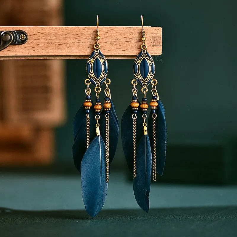 Long Feather Earrings For Women