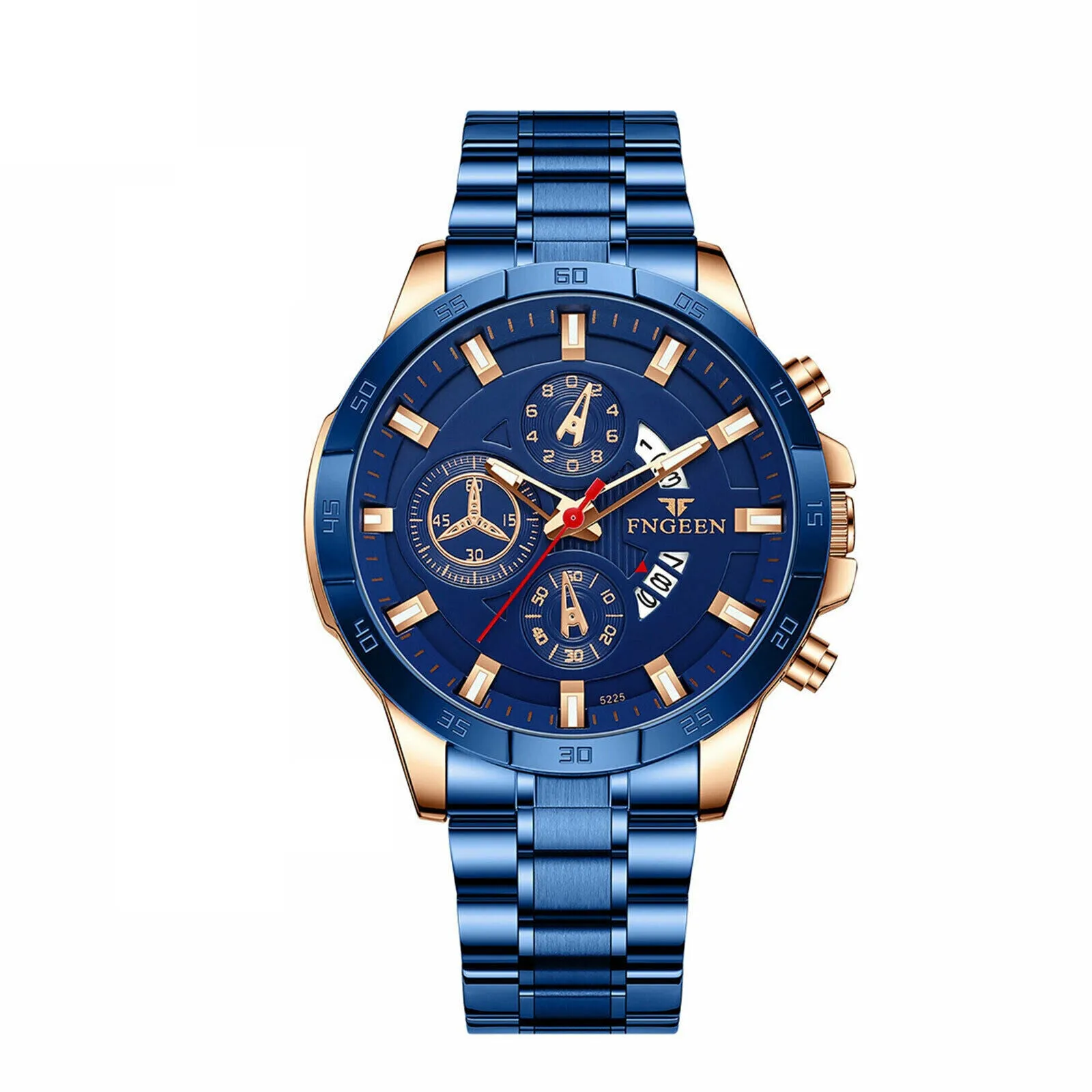 Men's Stainless Steel Quartz Classic Business Wristwatch - Blue