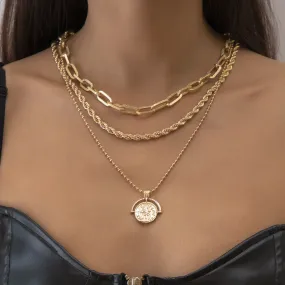 MULTI CHAIN COIN NECKLACE