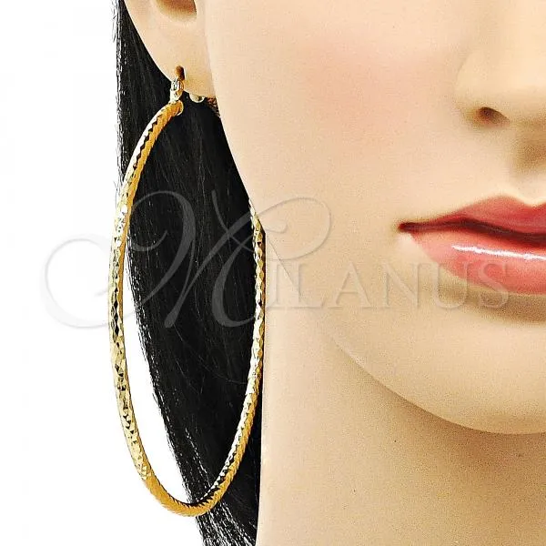 Oro Laminado Extra Large Hoop, Gold Filled Style Diamond Cutting Finish, Golden Finish, 02.213.0238.80