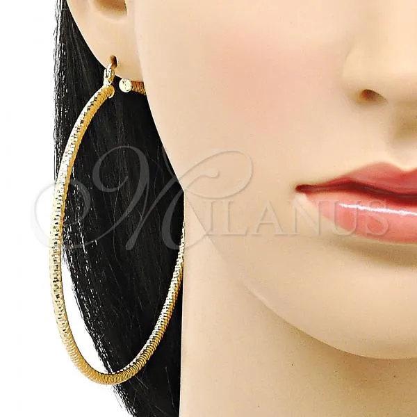 Oro Laminado Extra Large Hoop, Gold Filled Style Diamond Cutting Finish, Golden Finish, 02.213.0246.1.80