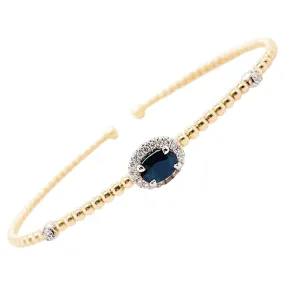 Sapphire Diamond Halo Cuff Bracelet