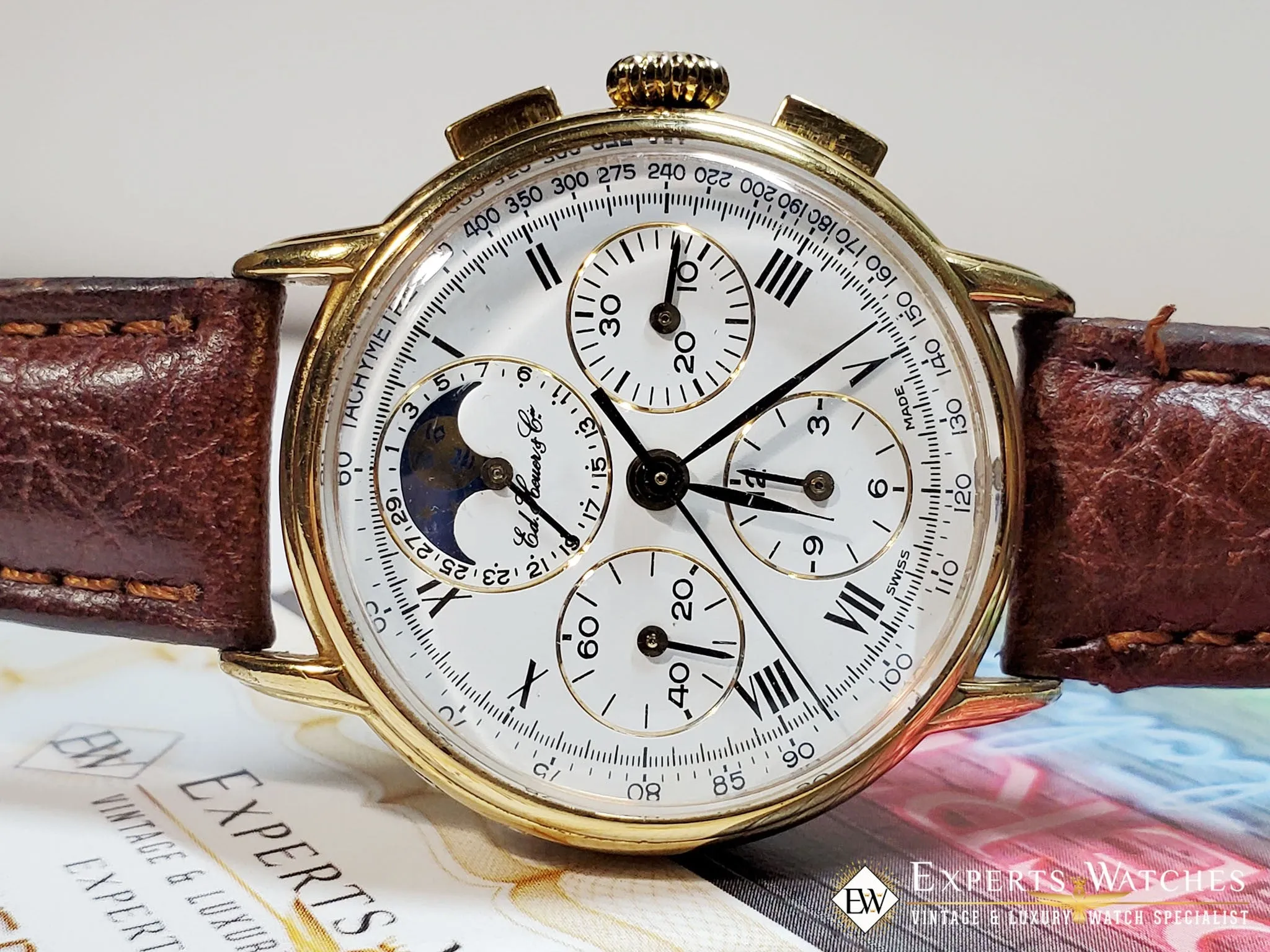 Serviced Ed Heuer Cie Moonphase Chronograph 125th Anniversary Edition Lemania