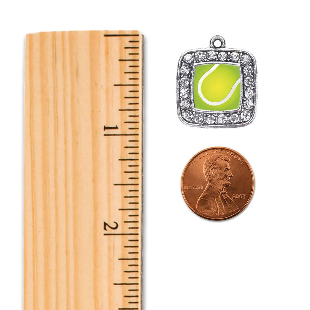 Silver Tennis Square Charm Classic Necklace